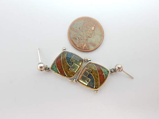 Artisan 925 Carolyn Pollack Twin Peaks Multi Gemstone Dangle Earrings 6.3g image number 4