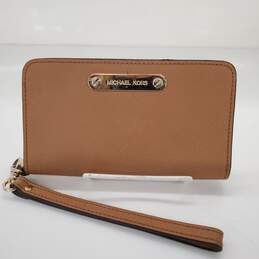 Michael Kors Saffiano Leather Brown Wristlet Wallet