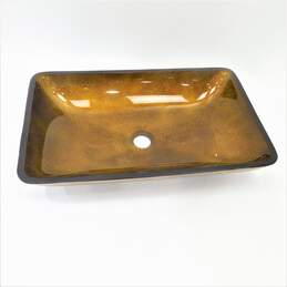 Magick Woods Gold Foil Rectangle Filigree Glass Vessel Bathroom Sink