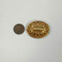Designer Swarovski Gold-Tone Vintage Retro Signed Seed Pearl Oval Brooch image number 4