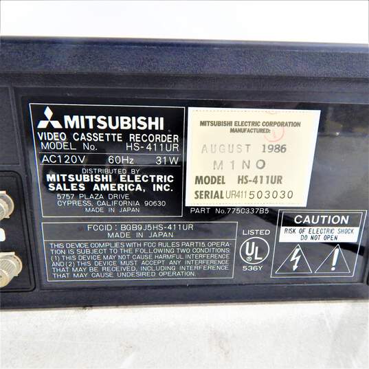 Mitsubishi Brand HS-411UR Model Stereo Video Cassette Recorder w/ Power Cable (Parts and Repair) image number 3