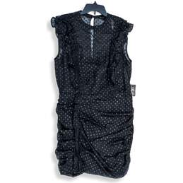 Express Womens Black Ruffle Round Neck Halter Ruched Mini Dress Back XL