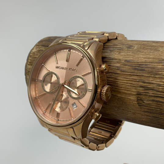Designer Michael Kors MK5987 Gold-Tone Stainless Steel Analog Wristwatch image number 1