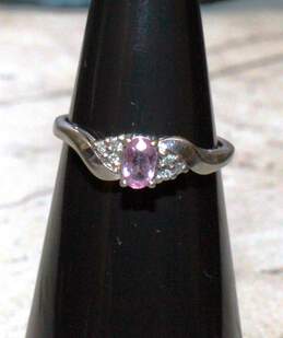 10K White Gold Pink Sapphire Ring Size 5.25 - 1.7g alternative image
