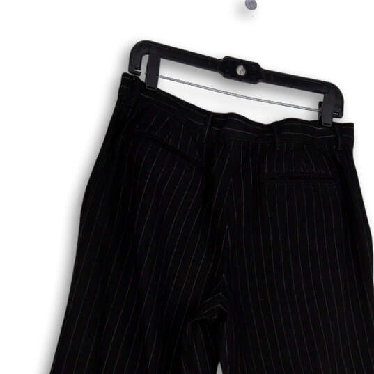 NWT Womens Black White Pinstripe Pockets Straight Leg Trouser Pants Size 10 image number 4