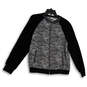 Womens Black Heather Long Sleeve Pockets Full-Zip Bomber Jacket Size Small image number 1