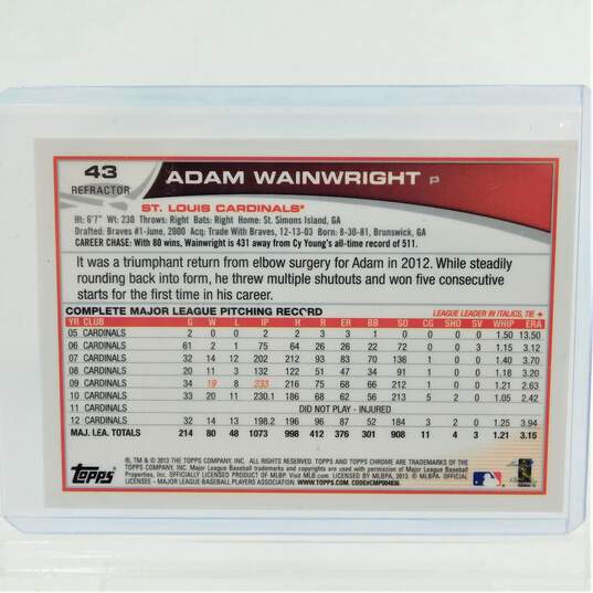 2013 Adam Wainwright Topps Chrome Refractor St Louis Cardinals image number 3
