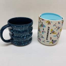 Lot of 2 multicolor abstract print Starbucks coffee mugs 12oz / 8oz