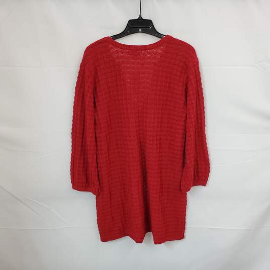 Calvin Klein Red Cotton Blend Open Knit Pullover Sweater WM Size XL NWT image number 2