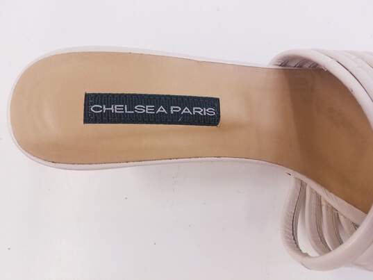 Chelsea Paris Beige Leather Mule Sandal Kitten Heels Shoes Size 38 image number 8