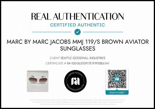 Marc by Marc Jacobs MMJ 119/S Brown Gradient Lens Aviator Sunglasses AUTHENTICATED image number 2
