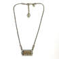 Designer Brighton Silver-Tone Wheat Chain Beaded Rectangle Pendant Necklace image number 2