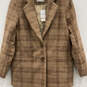 Womens Brown Plaid Notch Lapel Long Sleeve Two Button Blazer Size SP image number 1