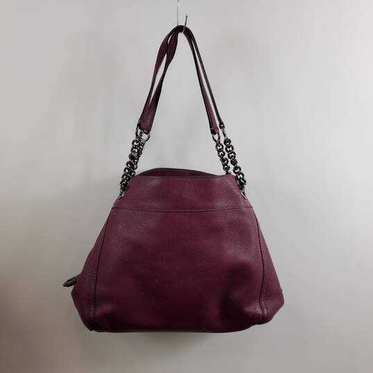 COACH 36855 Edie Plum Purple Leather Hobo Tote Bag image number 2
