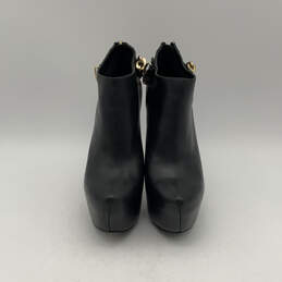Womens Black Leather Back Zip Stiletto Heel Platform Boots Size 8.5 M