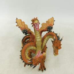 Red and Orange Azhi Dahaki Three Headed Dragon Figurine Statue Fantasy Mythical alternative image