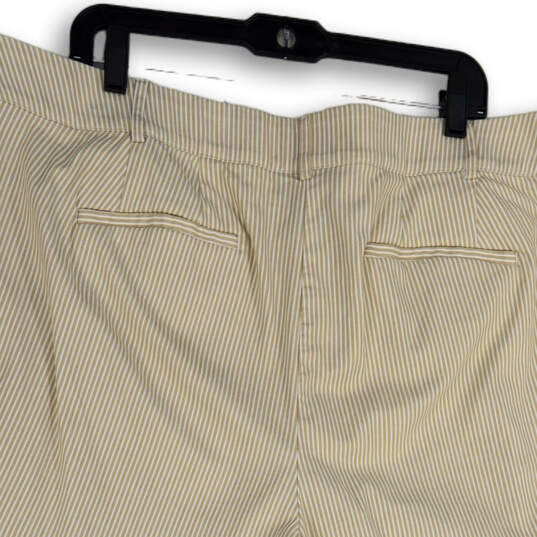Womens Tan White Striped Welt Pocket Straight Leg Cropped Pants Size 22 image number 4