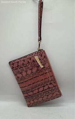 Michael Kors Womens Pink Printed Embossed Leather Wristlet Wallet Cosmetic Bag