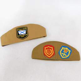 (2) Vintage USSR Soviet Russian Military Garrison Caps W/Pins + Patches alternative image