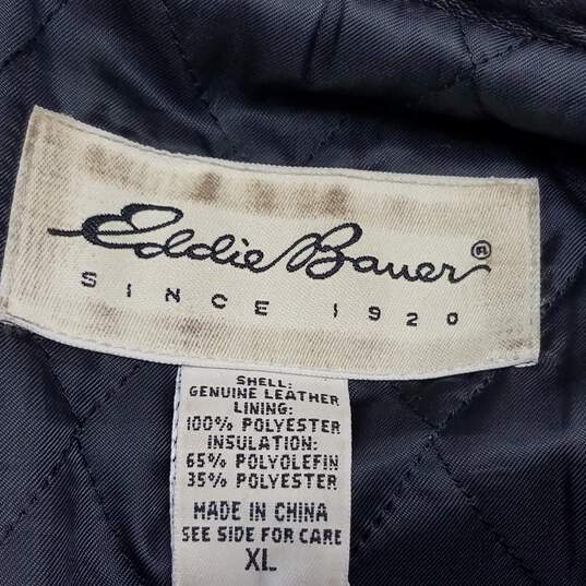 Eddie Bauer Black Genuine Leather Quilted Interior Jacket Size XL image number 3