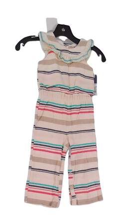NWT Girls Beige Red Striped Sleeveless Straight One Piece Romper Size 2T