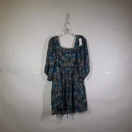 NWT Womens Floral Square Neck Puff Sleeve Pullover Mini Dress Size Large alternative image
