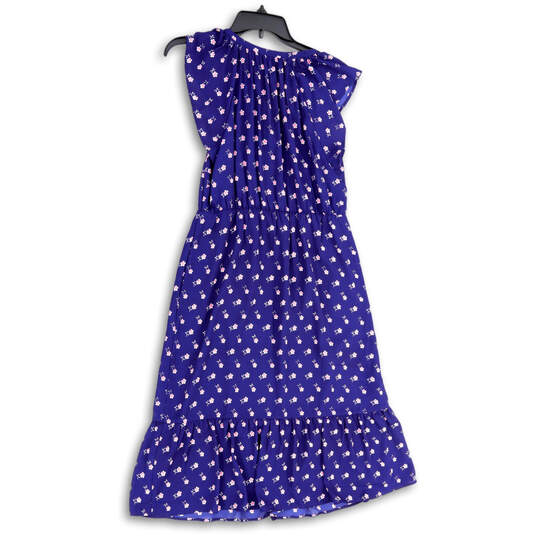 Womens Blue Pink Floral Flutter Sleeve V-Neck Fit & Flare Dress Size Small image number 2