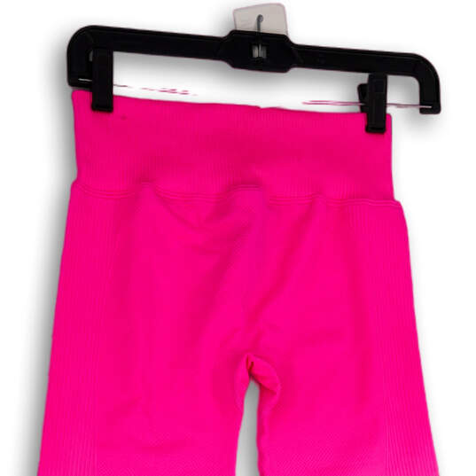 Womens Pink Elastic Waist Stretch Pull-On Skinny Leg Ankle Leggings Size S image number 4