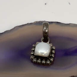 Designer Silpada 925 Sterling Silver Square Frame Button Pearl Pendant