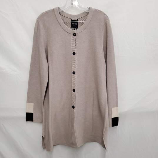 NWT Nic + Zoe WM's Long Sleeve Walnut Cream Button Up Cardigan Sweater Size XL image number 1