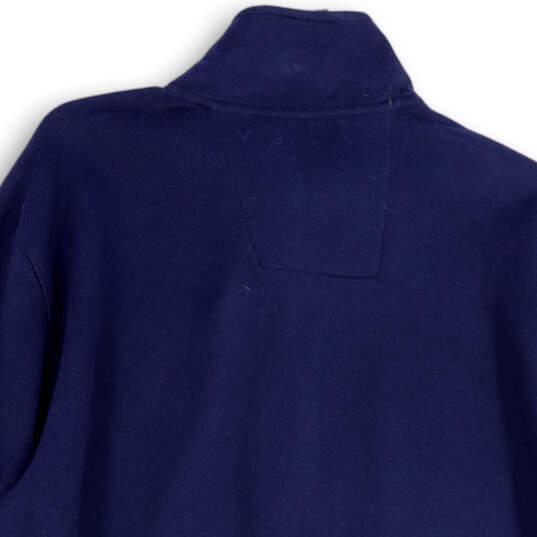 Mens Blue Long Sleeve Quarter Zip Mock Neck Pullover Sweatshirt Size Large image number 2