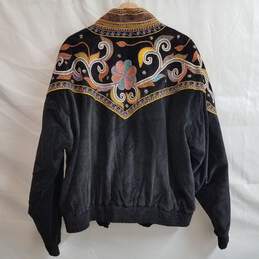 Vintage women's handmade embroidered cotton drop shoulder jacket alternative image