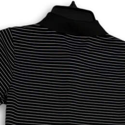 Mens Black White Striped Short Sleeve Button Front Golf Polo Shirt Size XS alternative image