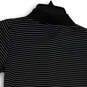 Mens Black White Striped Short Sleeve Button Front Golf Polo Shirt Size XS image number 2
