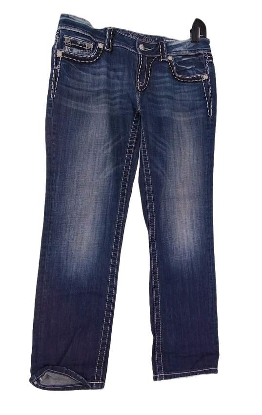 Womens Blue Easy Denim Medium Wash Stretch Capri Jeans Size 28 Junior image number 1