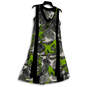 NWT Womens Black Green Floral Sleeveless V-Neck Pullover A-Line Dress Sz S image number 3