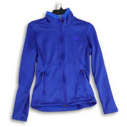 Mens Blue Fleece Long Sleeve Mock Neck Full-Zip Jacket Size XS