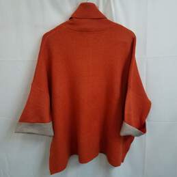 Orange and beige oversized pullover sweater women's S alternative image