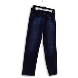 Womens Blue Regular Fit Medium Wash Button Denim Straight Leg Jeans Size 6