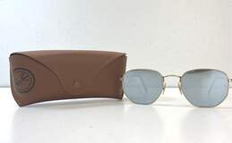 Ray-Ban Hexagonal RB3548 Sunglasses Brown Polished Gold One Size
