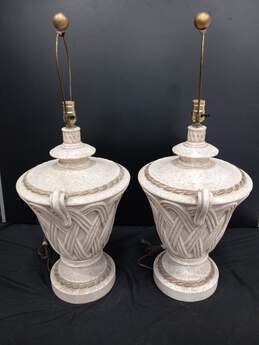 Pair of White Plaster Table Lamps