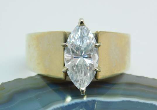 18K Yellow Gold Marquise Cut Cubic Zirconia Ring 8.8g image number 1