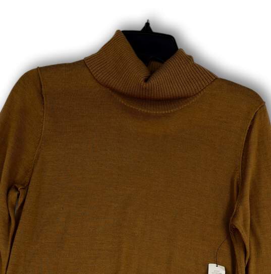NWT Womens Brown Knitted Long Sleeve Turtleneck Pullover Sweater Size Large image number 3