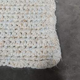 Handcrafted Cream Knitted Crochet Blanket - 38 x 33 Inches