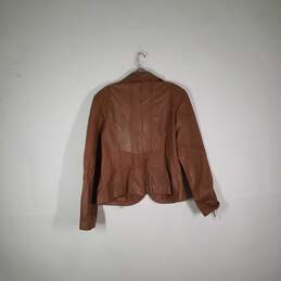 Womens Leather Pockets Long Sleeve Button Front Blazer Jacket Size Large alternative image
