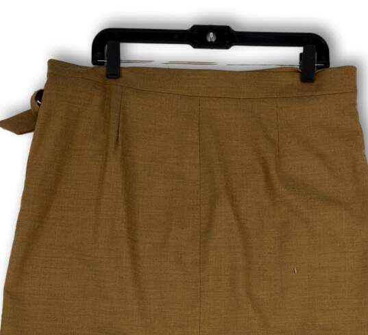 NWT Womens Brown Pockets Regular Fit Side Knot Short Wrap Skirt Size 14 image number 4
