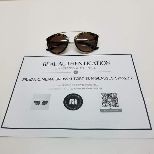 AUTHENTICATED Prada Cinema Brown Tort Sunglasses SPR-23S image number 1