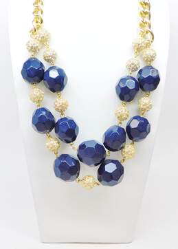 Lilly Pulitzer Icy Gold Tone & Blue Statement Necklace 295.0g