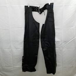 Mossi Men's Black Leather Motorcycle Chaps Size L