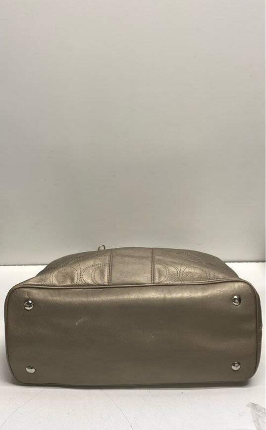 COACH F19413 Bronze Leather Signature Stitch Tote Bag image number 3